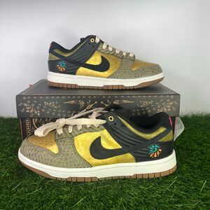 Nike Dunk Low PRM Metallic Gold Khaki Black Women’s 6.5 / Men’s 5 FQ8148-010
